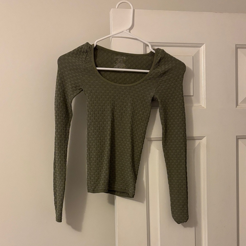 Free People Sage Green Long Sleeve Top